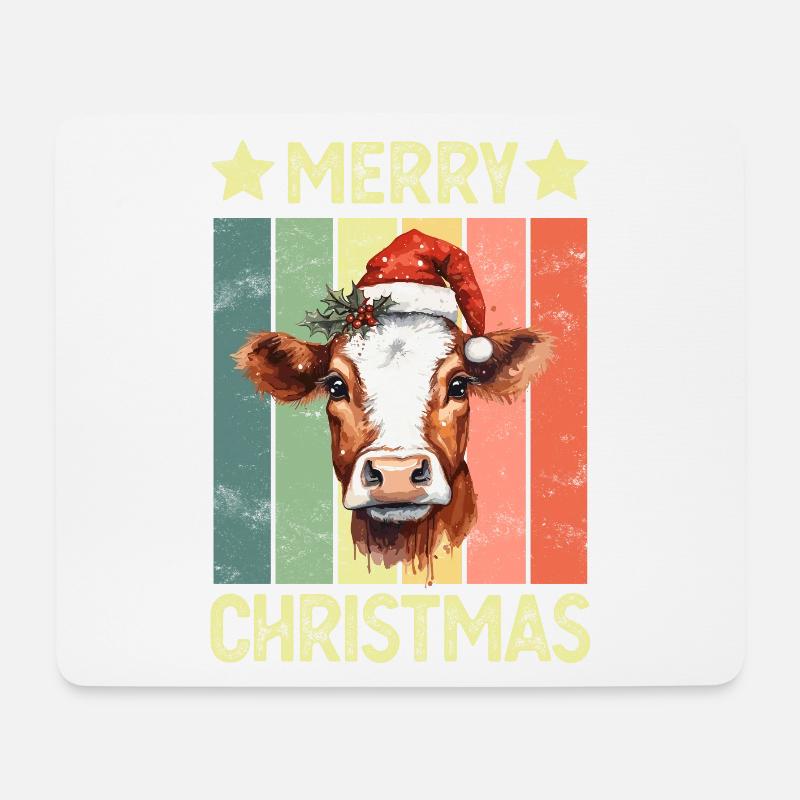 Kuh Weihnachten - Mousepad (Querformat) - Weiß