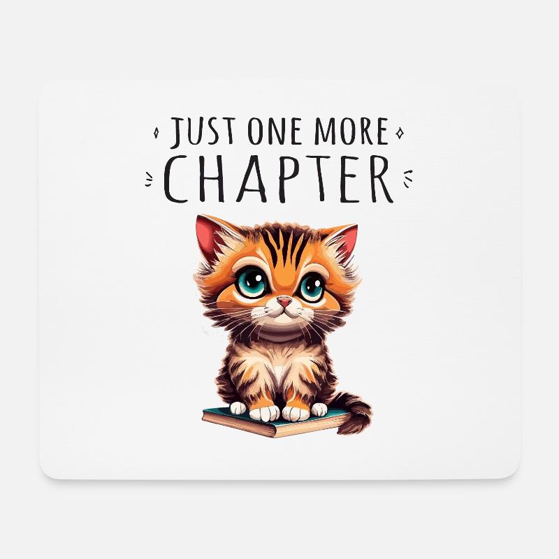 Nur noch ein weiteres Kapitel, Bücherwurm Katze - Mousepad (Querformat) - Weiß
