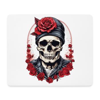 Skull with roses - Mouse Pad (horizontal) - white - Front