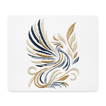Goldener Phönix Stickerei T-Shirt - Mousepad (Querformat) - Weiß - Vorne