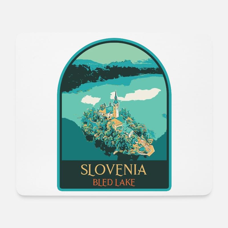 Illustration: Die verzauberte Insel Bled - Mousepad (Querformat) - Weiß