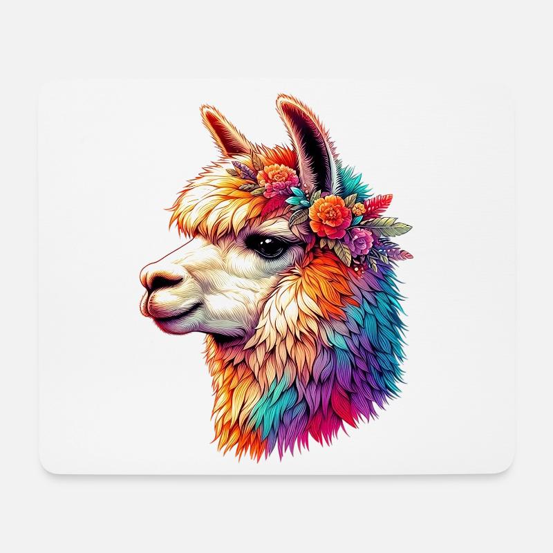 Alpaka - Mousepad (Querformat) - Weiß