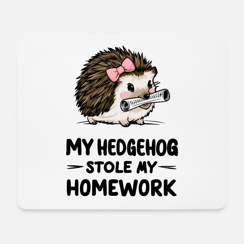 Mein Igel hat meine Hausaufgaben gestohlen - Mousepad (Querformat) - Weiß