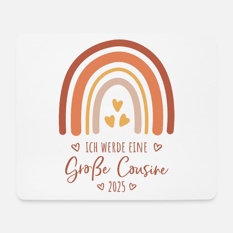 Boho Regenbogen Ich werde eine große Cousine 2025 - Mousepad (Querformat) - Weiß
