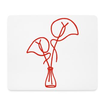 Rote Blumenskizze - Mousepad (Querformat) - Weiß - Vorne