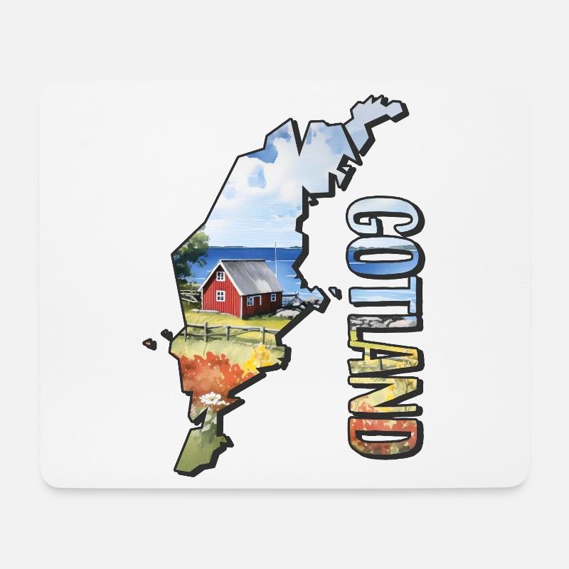 Aquarell Landkarte Gotland - Mousepad (Querformat) - Weiß