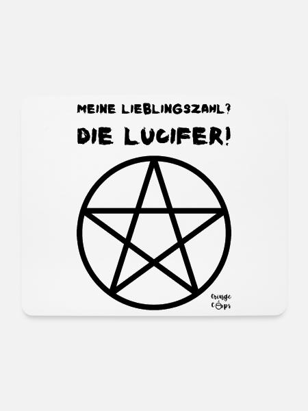 Meine Lieblingszahl ist die Lucifer - Mousepad (Querformat) - Weiß