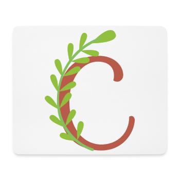 Eleganter Buchstabe 'C' mit Blumen - Mousepad (Querformat) - Weiß - Vorne