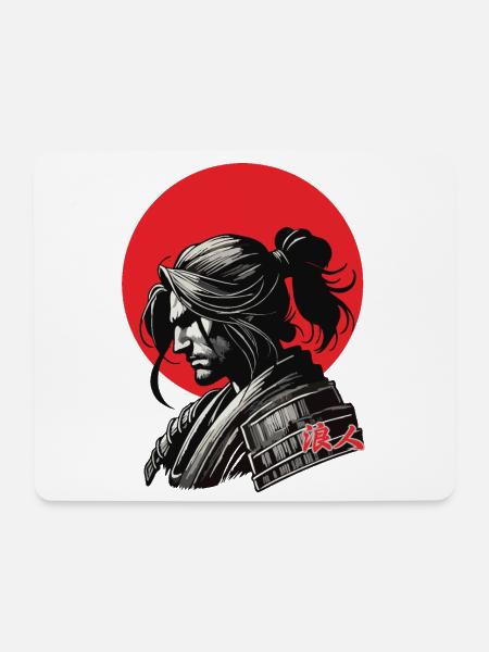 Ronin Krieger - Mousepad (Querformat) - Weiß