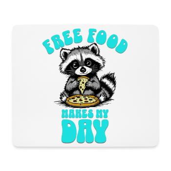 Free Food Makes My Day Waschbär racoon Shirt - Mousepad (Querformat) - Weiß - Vorne