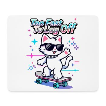 🐱 Cat Skater with Goggles – Too Fast To Log Off - Mouse Pad (horizontal) - white - Front