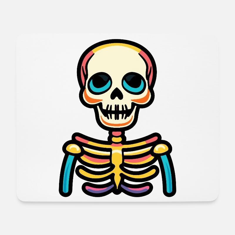 Squelette Halloween Bande Dessinée - Tapis de souris (format paysage) - blanc