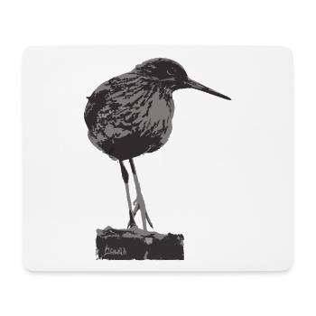 Redshank - Monochrome Bird Silhouette - Mouse Pad (horizontal) - white - Front