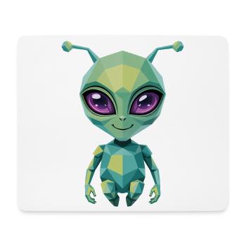 Alien - Cooles Low-Poly-Logo - Mousepad (Querformat) - Weiß - Vorne