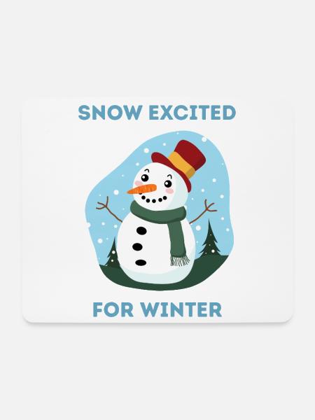 Schnee freut sich auf Winter-Schneemann-Kunst - Mousepad (Querformat) - Weiß