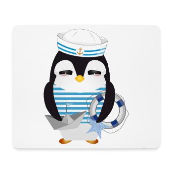 Cute penguin as a sailor in a navy look - Mouse Pad (horizontal) - white - Front