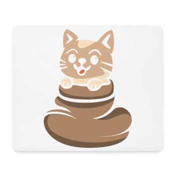 Cute cat looking out of brown sack - Mouse Pad (horizontal) - white - Front