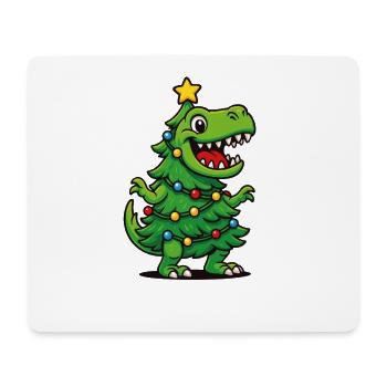 Tree Rex – Lustiges Dino Weihnachten - Mousepad (Querformat) - Weiß - Vorne
