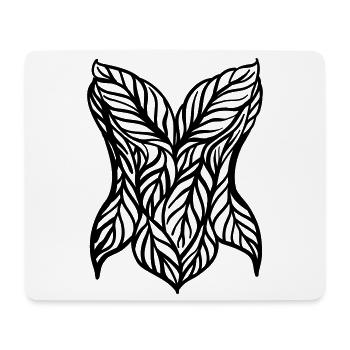 Corset à feuilles élégant – Art au trait inspiré de la nature - Tapis de souris (format paysage) - blanc - Devant