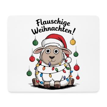Mouton Berger de Noël duveteux drôle - Tapis de souris (format paysage) - blanc - Devant