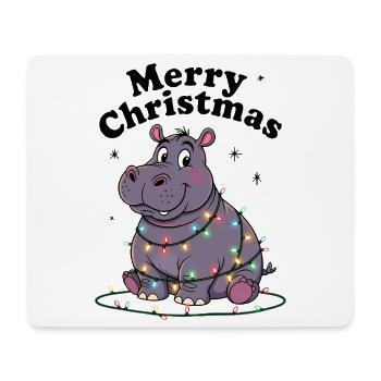 Hippopotamus Christmas Africa Zoo Joyeux Noël - Tapis de souris (format paysage) - blanc - Devant