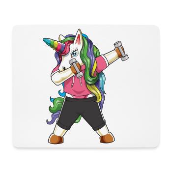 Dabbing Fitness Gym Unicorn Bodybuilder Musculation - Tapis de souris (format paysage) - blanc - Devant