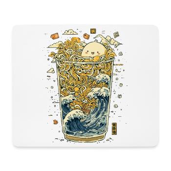 Nouilles kawaïes dans un verre ondulé - Tapis de souris (format paysage) - blanc - Devant