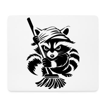 Raccoon with towel & mop - Mouse Pad (horizontal) - white - Front