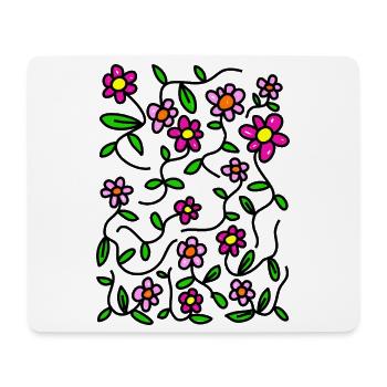 Rosa blühende Doodle-Gänseblümchen - Mousepad (Querformat) - Weiß - Vorne