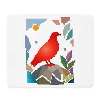 Rote Taube auf Stein Vogel Design - Mousepad (Querformat) - Weiß - Vorne