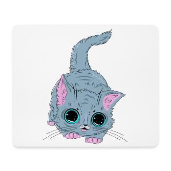 Chaton gris aux yeux néon - Tapis de souris (format paysage) - blanc - Devant