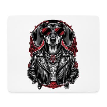 Rock Dackel Tattoo Style – Bold Streetwear - Mousepad (Querformat) - Weiß - Vorne