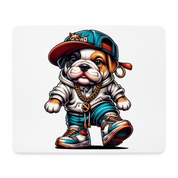 Cute Hip Hop Bulldog Puppy Streetwear Dog Merch - Mouse Pad (horizontal) - white - Front