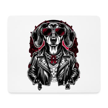 Style de tatouage Rock Dachshund – Streetwear audacieux - Tapis de souris (format paysage) - blanc - Devant