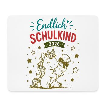 Endlich Schulkind 2026 Unicorn Einhorn - Mousepad (Querformat) - Weiß - Vorne