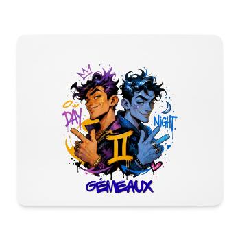 Gémeaux Homme – Cadeau Astrologie - Tapis de souris (format paysage) - blanc - Devant