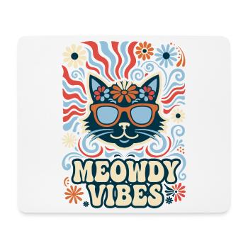 Meowdy Vibes Retro Katze - Mousepad (Querformat) - Weiß - Vorne