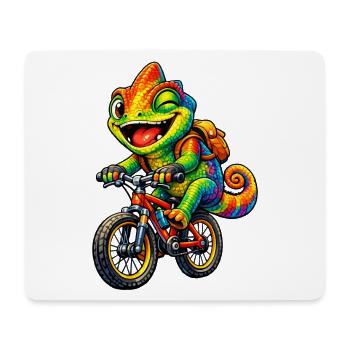 Chamäleon auf dem Fahrrad - Mousepad (Querformat) - Weiß - Vorne