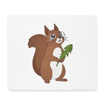 Eichhörnchen, das mit Blättern weint - Mousepad (Querformat) - Weiß - Vorne