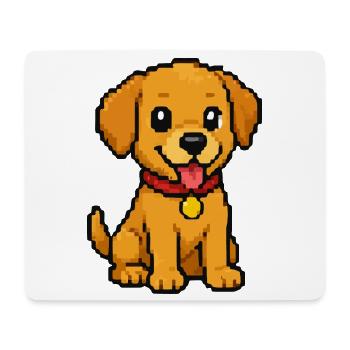 Pixel puppy dog with red ribbon - Mouse Pad (horizontal) - white - Front
