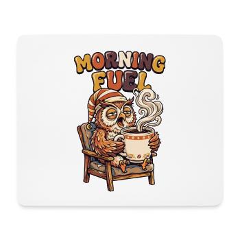 Tired owl with coffee - Mouse Pad (horizontal) - white - Front