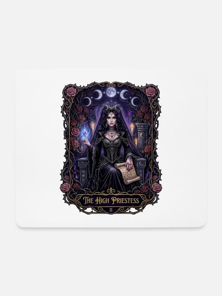 Gotische Hohepriesterin Witchcore Tarotkarte - Mousepad (Querformat) - Weiß
