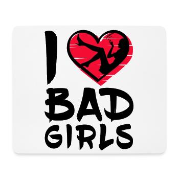 I love Bad Girls - Herz mit Tänzerin Silhouette - Mousepad (Querformat) - Weiß - Vorne