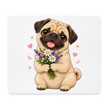 Mops Hund süßer Mops niedlicher Mops - Mousepad (Querformat) - Weiß - Vorne