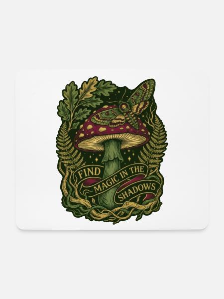 Magischer Wald-Pilzmotten-Inschrift Cottagecore - Mousepad (Querformat) - Weiß