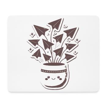 Papierflieger Blütenstrauß Topf - Mousepad (Querformat) - Weiß - Vorne
