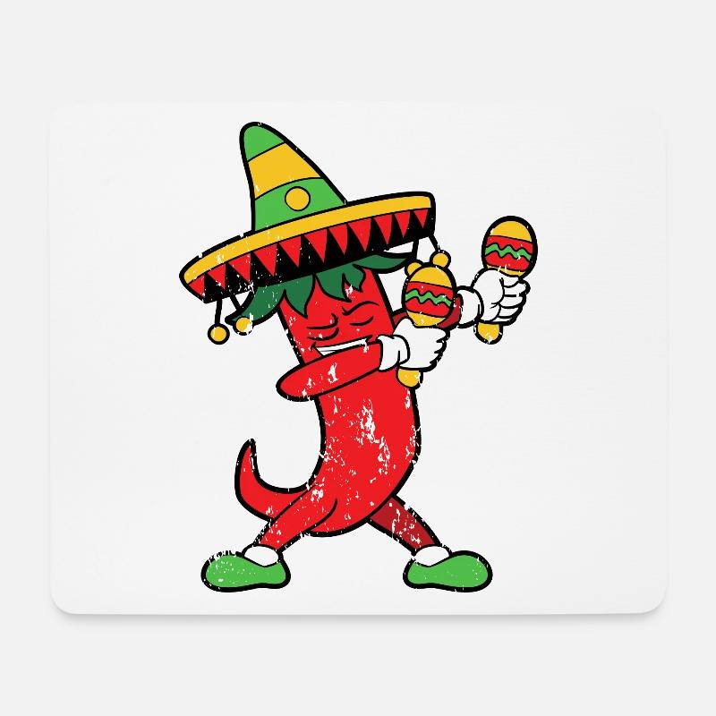 Retro Vintage Grunge Style Dabbing Dab Chili - Mousepad (Querformat) - Weiß