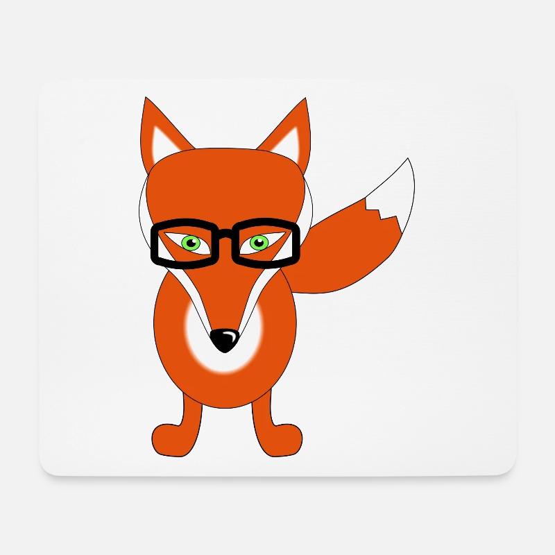 fuchs mit brille - Mousepad (Querformat) - Weiß
