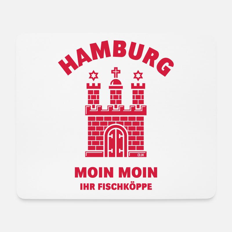 Hamburg – Moin Moin Ihr Fischköppe (Plattdeutsch) - Mousepad (Querformat) - Weiß
