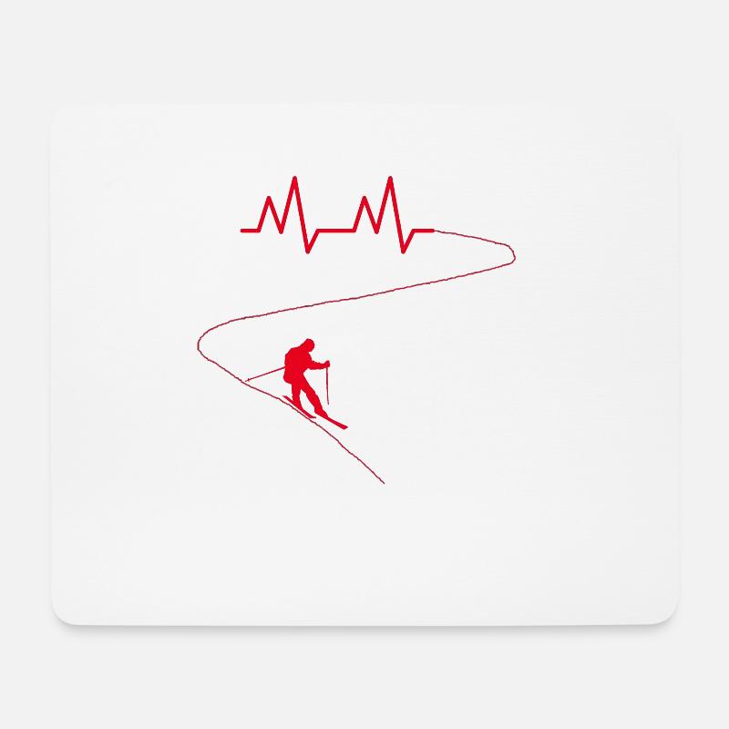 Ski herzschlag berge gipfel wintersport geschenk - Mousepad (Querformat) - Weiß